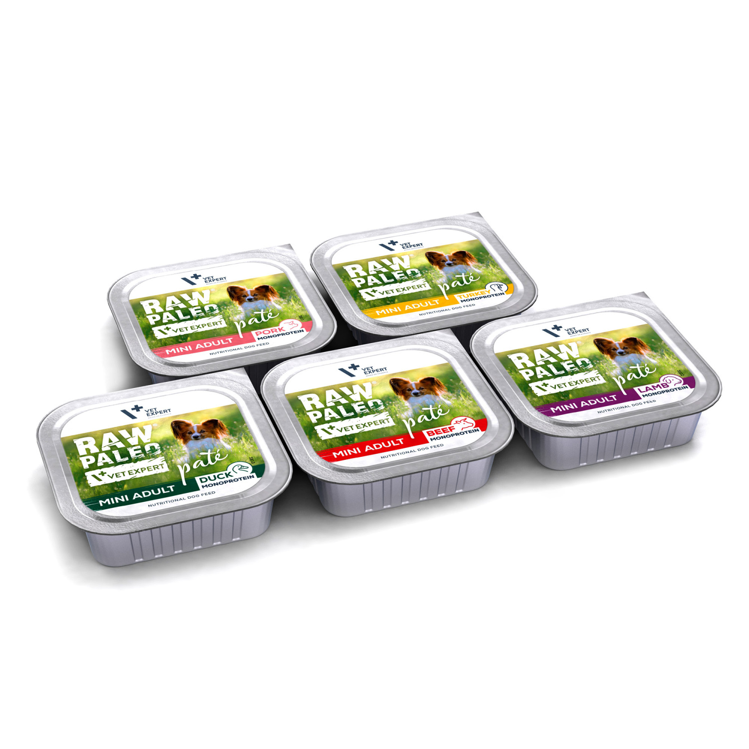 Zestaw RAW PALEO PATE MINI ADULT - mokra karma dla psów dorosłych 5x 150g