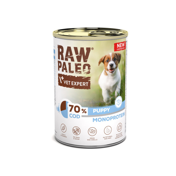 Zestaw RAW PALEO PUPPY TURKEY & COD & PORK & LAMB - mokra karma dla szczeniąt 4x 400g