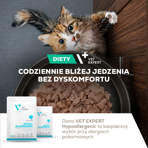 VET EXPERT HYPOALLERGENIC CAT saszetka 100g - mokra karma weterynaryjna dla kotów