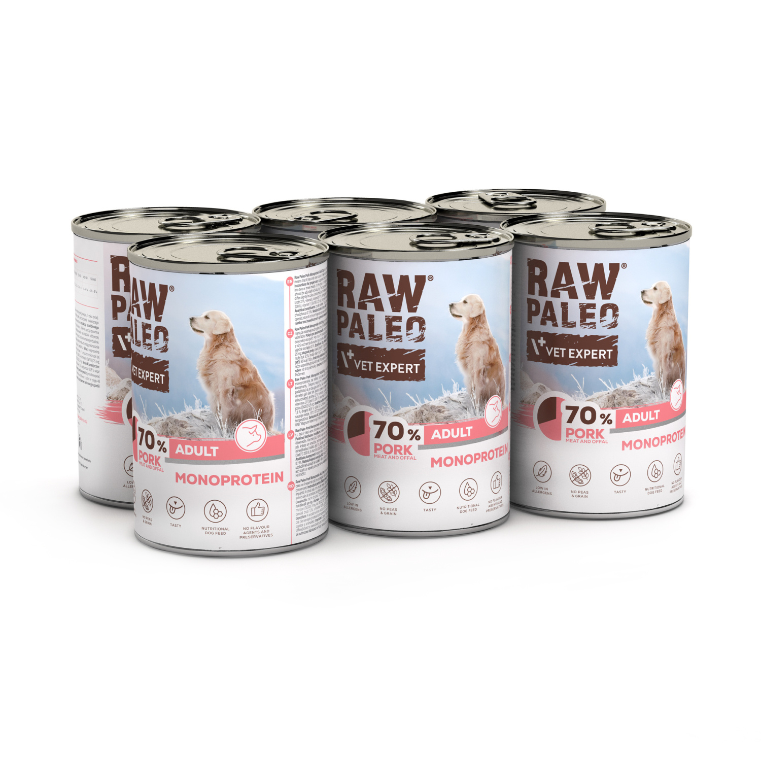 RAW PALEO ADULT DOG PORK 6x400g - mokra karma dla psów dorosłych monoproteina z wieprzowiną