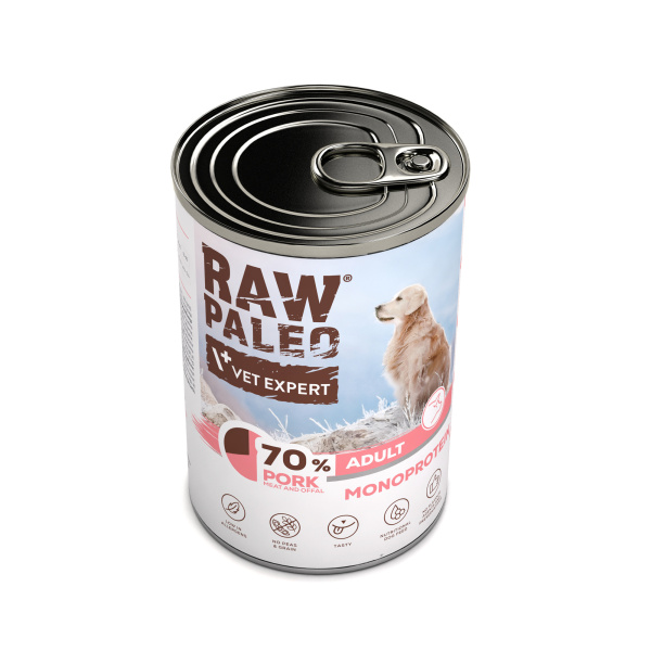 RAW PALEO ADULT DOG PORK 12x400g - mokra karma dla psów dorosłych monoproteina z wieprzowiną