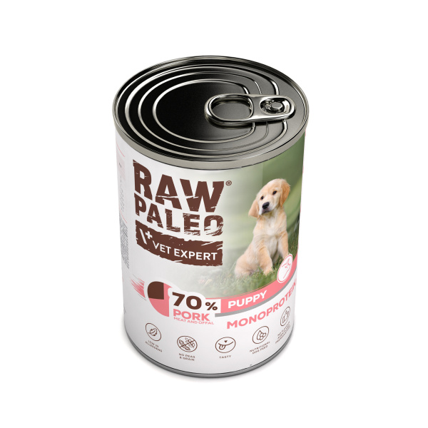 RAW PALEO PUPPY PORK 6x400g - mokra karma dla szczeniąt monoproteina z wieprzowiną