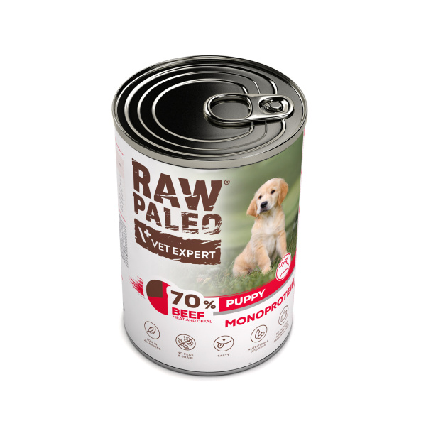 RAW PALEO PUPPY BEEF 6x400g - mokra karma dla szczeniąt monoproteina z wołowiną
