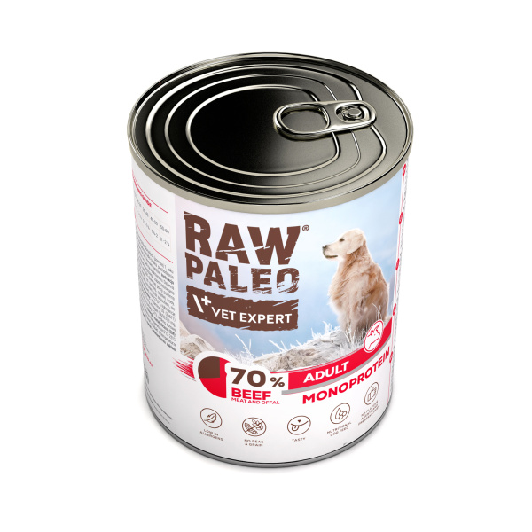 RAW PALEO ADULT DOG BEEF 12x800g - mokra karma dla psów dorosłych monoproteina z wołowiną