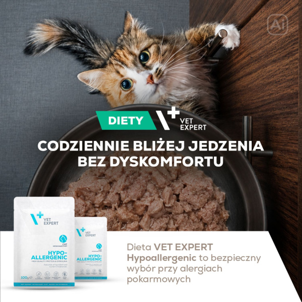 VET EXPERT HYPOALLERGENIC CAT saszetka 12x100g - mokra karma weterynaryjna dla kotów