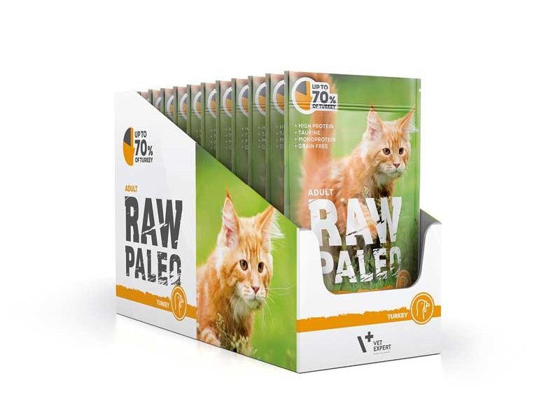 RAW PALEO ADULT CAT TURKEY 12x100g - mokra karma dla kotów dorosłych