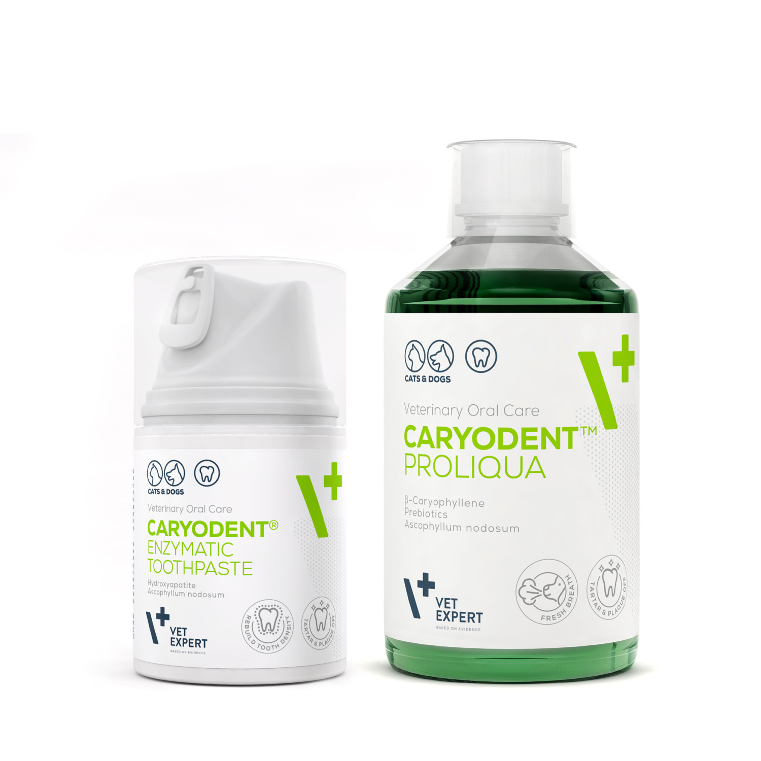 VET EXPERT CARYODENT® zestaw ENZYMATIC TOOTHPASTE i PROLIQUA - pasta do zębów i płyn do higieny jamy ustnej psa i kota