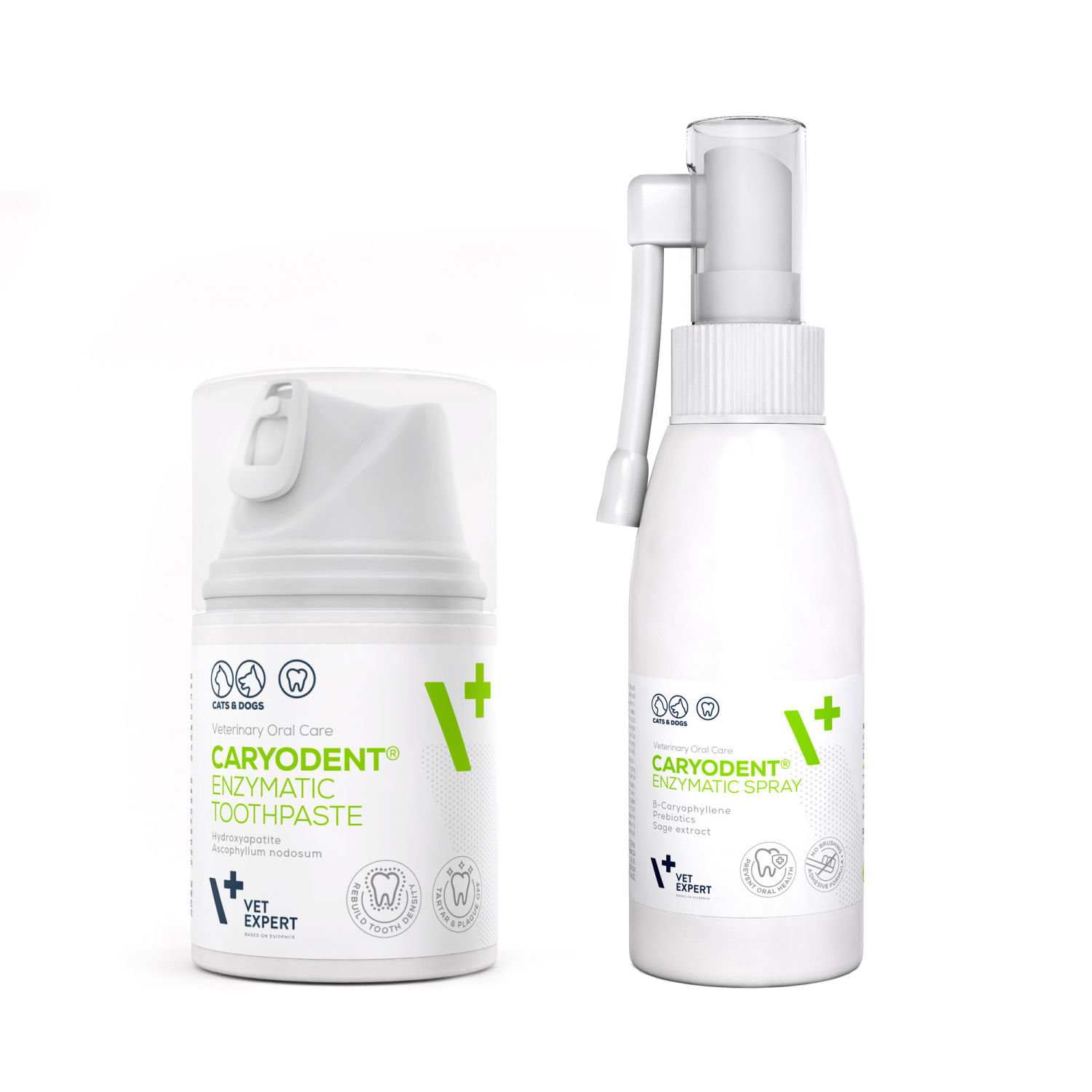 VET EXPERT CARYODENT® zestaw ENZYMATIC TOOTHPASTE i SPRAY - pasta do zębów i spray do higieny jamy ustnej psa i kota