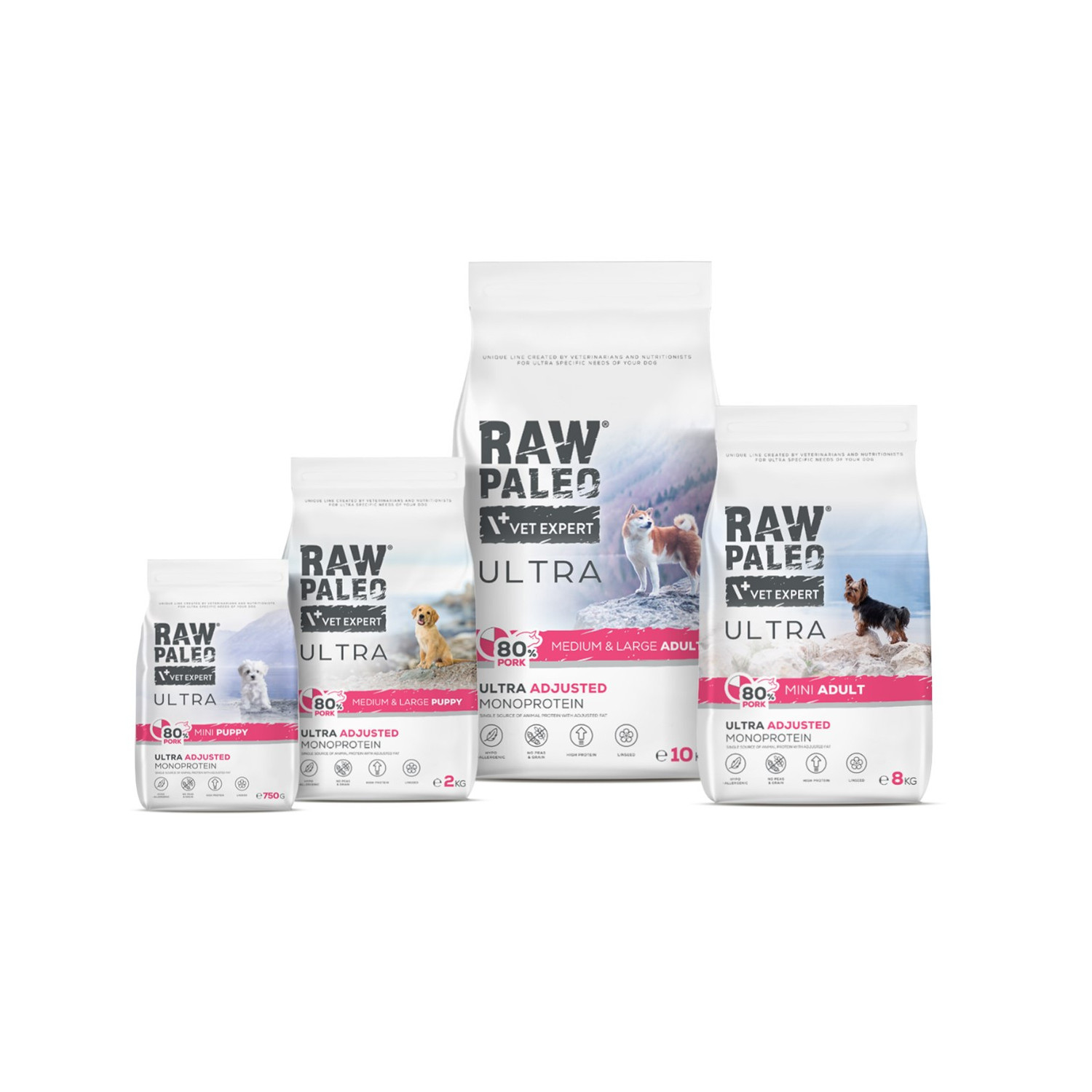 RAW PALEO ULTRA PORK ADULT MINI - sucha karma z wieprzowiną dla psów dorosłych ras małych