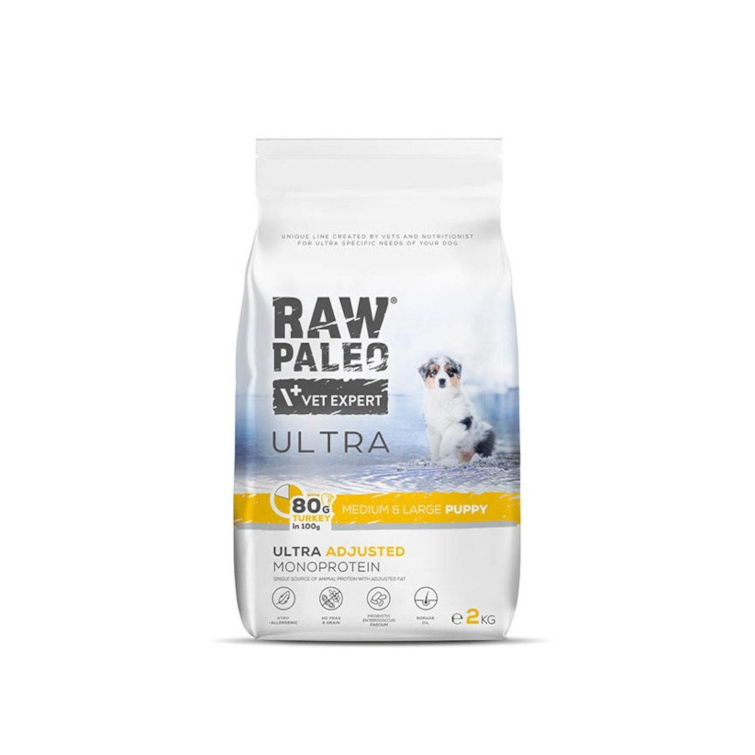 RAW PALEO ULTRA TURKEY PUPPY MEDIUM/LARGE - sucha karma z indykiem dla szczeniąt ras średnich i dużych