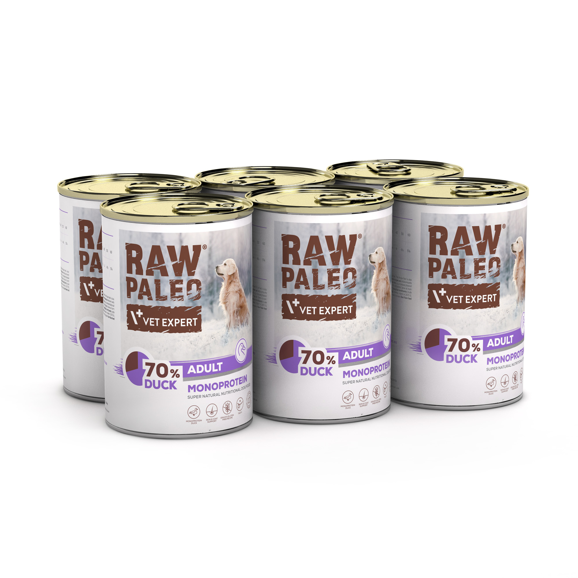 RAW PALEO ADULT DOG DUCK 6x400g - mokra karma dla psów dorosłych monoproteina z kaczką