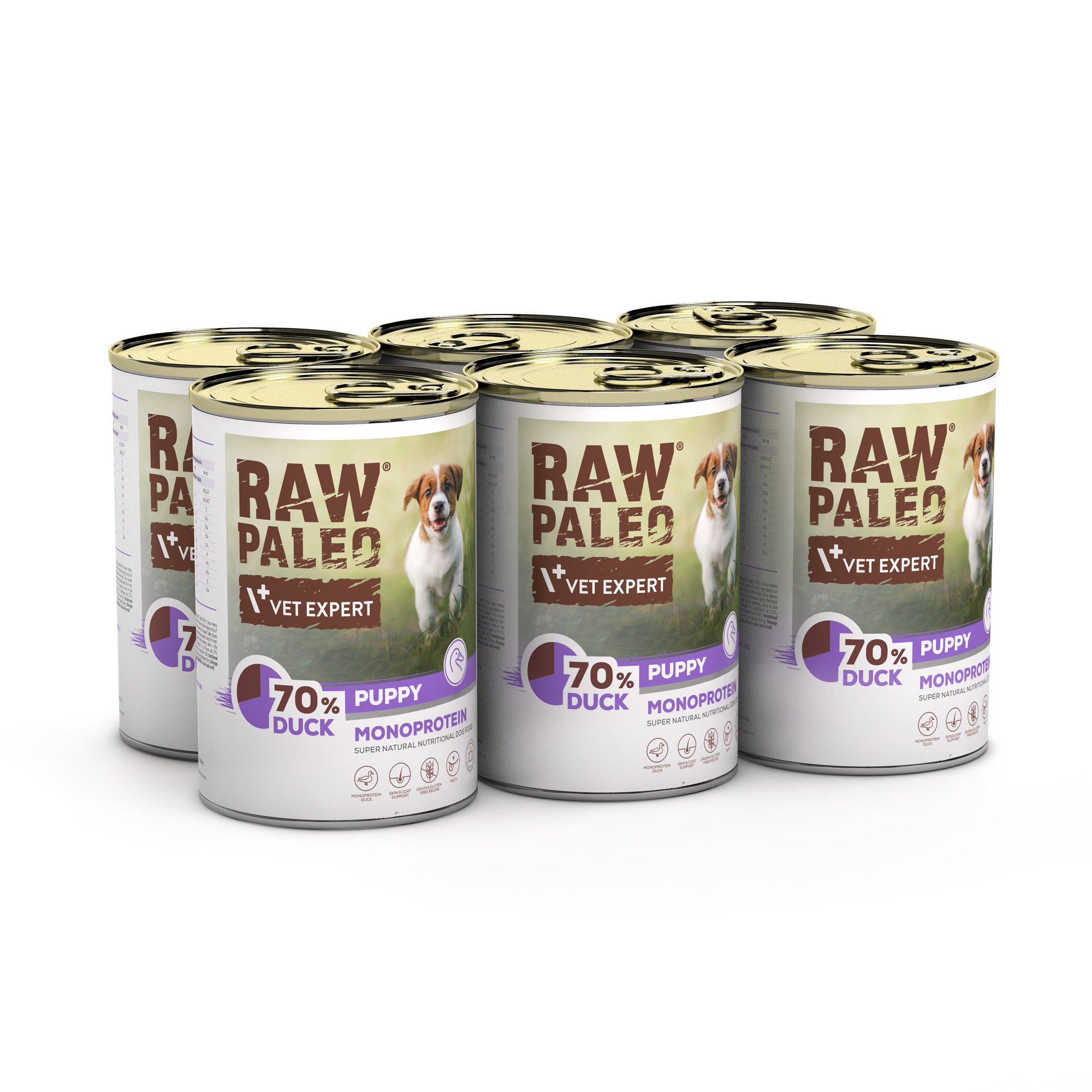 RAW PALEO PUPPY DUCK 6x400g - mokra karma dla szczeniąt monoproteina z kaczką